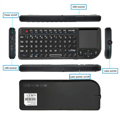 Teclado inalámbrico A8 Mini 2.4G con retroiluminación de 7 colores, teclado portátil 3 en 1 con panel táctil y Air Mouse para Android TV Box, PC y tablet