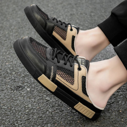 Sandales super taille 2025, nouvelles pantoufles d'été en maille perforée pour hommes, chaussures de sports et de loisirs de plein air respirantes, demi-pantoufles