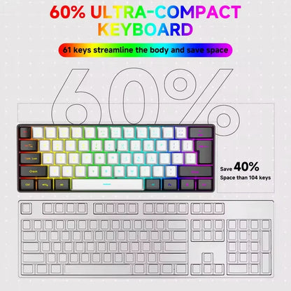 2026 New Best-Selling Portable Wired Mini-Mechanical Keyboard K61 Mini-Keyboard, Suitable For Playing Games, Compact And Conveni