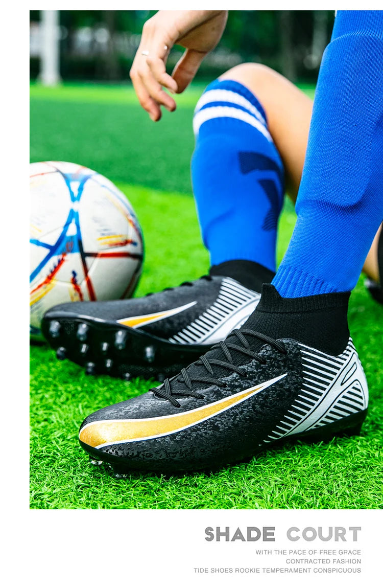 High Top Football Boots Men's Large Size 47 Training Sports AG Long Nail TF Broken Nail Ball Shoes Net Lining Rubber Outsole