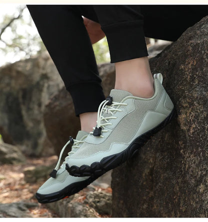 Zapatillas de senderismo para hombre, sin cordones, transpirables, para deportes al aire libre, escalada, trekking y running; antideslizantes, cómodas, calzado informal de jogging para hombre