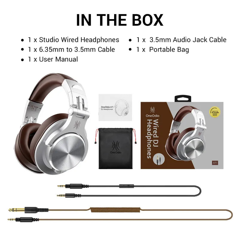 Auriculares OneOdio A71 con cable Over Ear HiFi Studio DJ con micrófono – Auriculares gaming de monitorización profesional con graves profundos