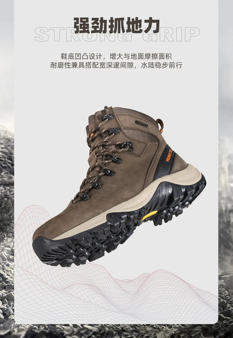 Zapatos de senderismo HUMTTO, botas de caza impermeables para hombre, botas tácticas de combate para desierto hasta el tobillo, botas de trekking para hombre y mujer, zapatillas cálidas de cuero