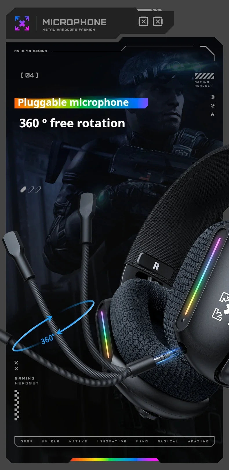 Auriculares gaming inalámbricos ONIKUMA GT808 2.4G/Bluetooth/cableados de 3 modos, circumaurales, con micrófono con cancelación de ruido para PC PS4 PS5