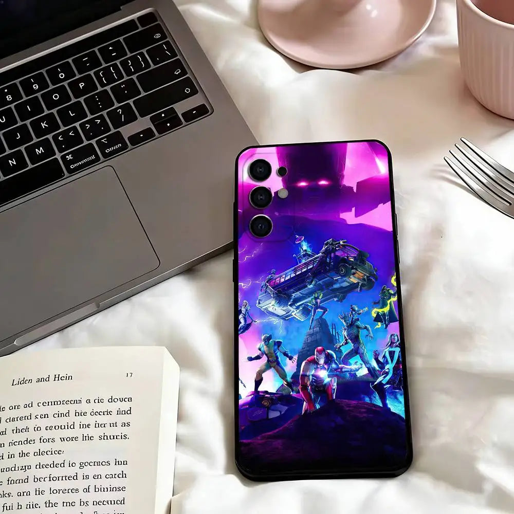 Custodia per telefono Game F-F-Fortnites per Samsung S25,S24,S21,S22,S23,S30,Ultra,S20,Plus,Fe,Lite,Note,10,cover nera