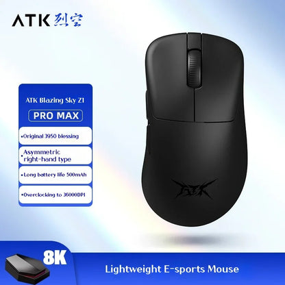 Ratón gaming inalámbrico ATK Z1 Pro Max Ultra con patas personalizadas, PAW3950, velocidad inalámbrica ultrainteligente, tasa de sondeo 8k y baja latencia de 0.39ms