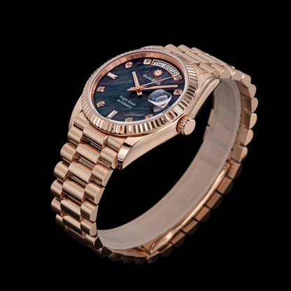 Sugess Watch of Men 36mm Date Automatic Retro Mechanical Wristwatches Sapphire Crystal RoseGold Dandong SL3034 Movement Day New