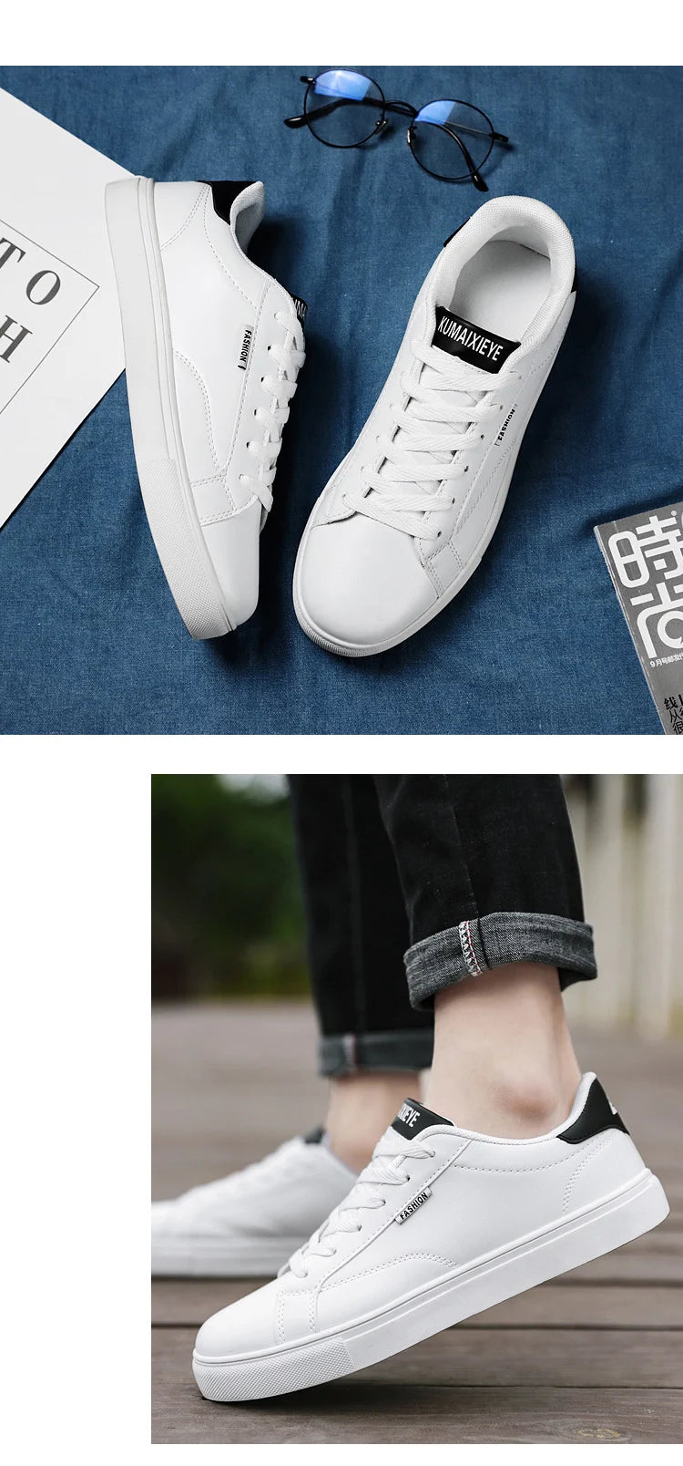 Scarpe casual da skateboard da uomo, scarpe bianche per il tempo libero all’aperto, sneakers traspiranti da camminata, scarpe basse, scarpe da uomo 39-48