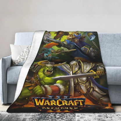 Warm Blanket Office WOW World of Warcraft Arthas Retro Game Throw Blanket Flannel Bedspread For Living Room Sofa Bed Cover