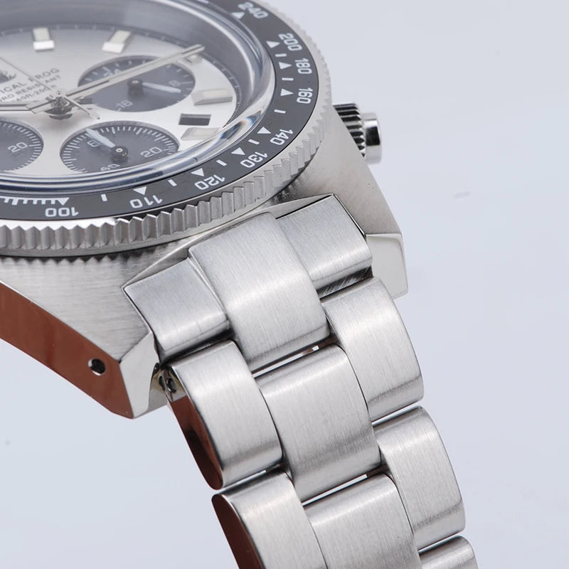 Orologio cronografo da uomo Tactical Frog 41mm, movimento al quarzo solare VS75, impermeabile, zaffiro, verde, luminoso C3, orologio da polso al quarzo
