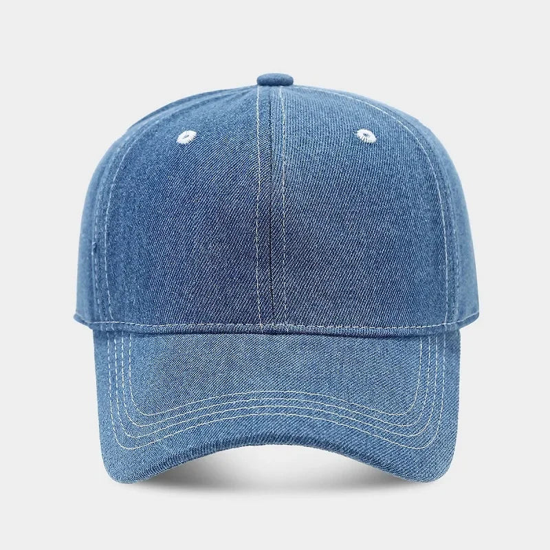 Solid color denim baseball cap for women Korean casual duckbill cap for men summer sun protection cap