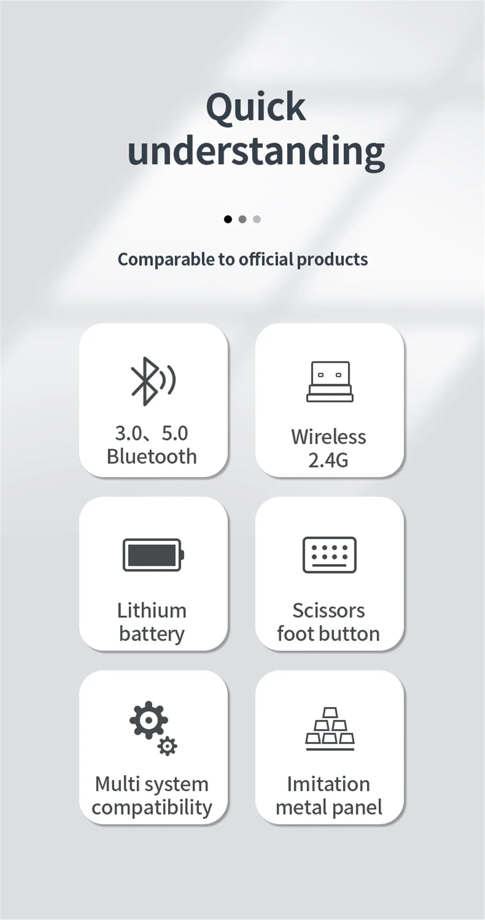 Conjunto de teclado e rato sem fios JOMAA Bluetooth e USB 2.4G para portátil, computador e iPad, combo recarregável e silencioso