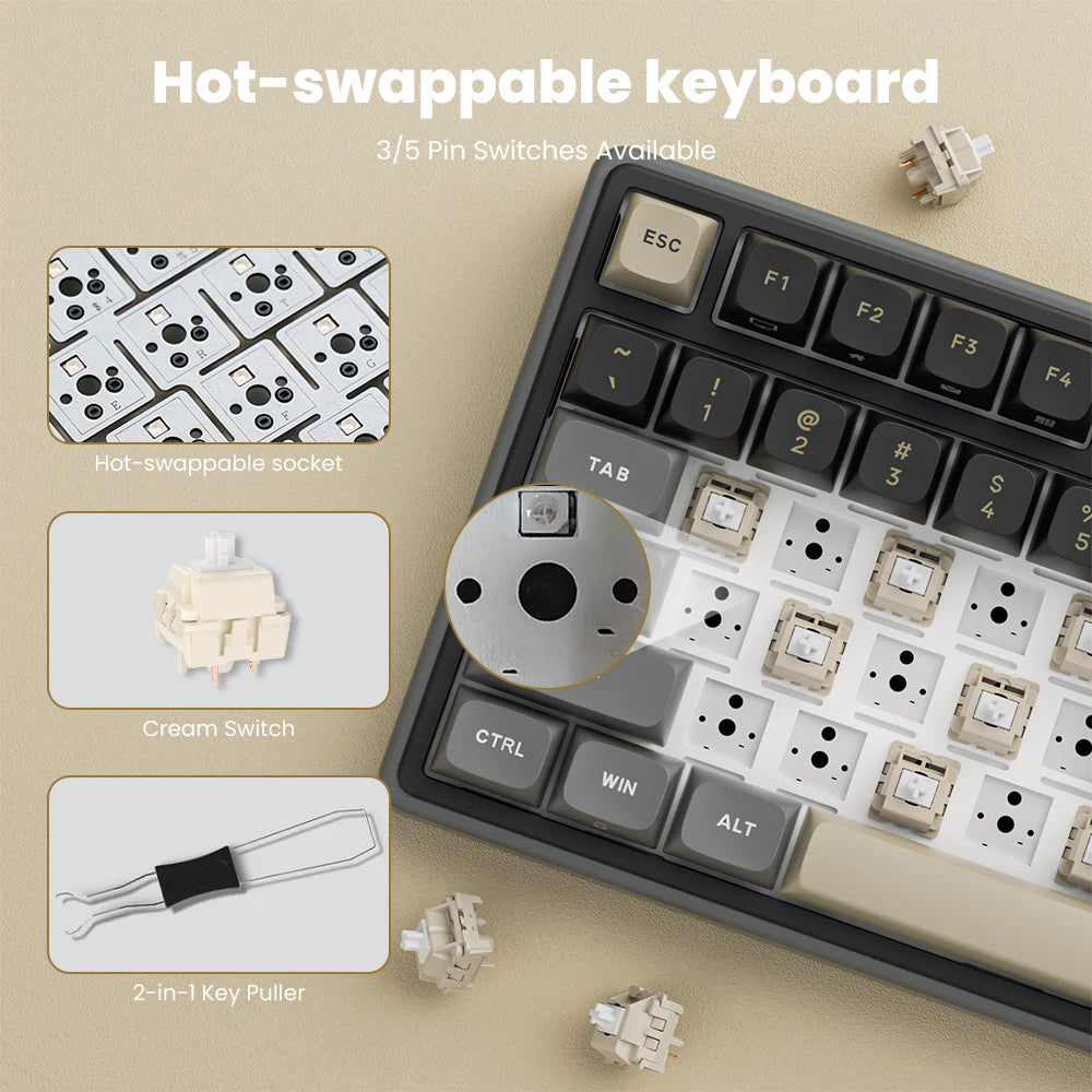 Tastiera meccanica cablata RK ROYAL KLUDGE R98Pro Gasket, 98 tasti, RGB, hot-swappable, pulsante pluggable, tastiera gamer con keycap PBT