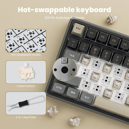 Tastiera meccanica cablata RK ROYAL KLUDGE R98Pro Gasket, 98 tasti, RGB, hot-swappable, pulsante pluggable, tastiera gamer con keycap PBT