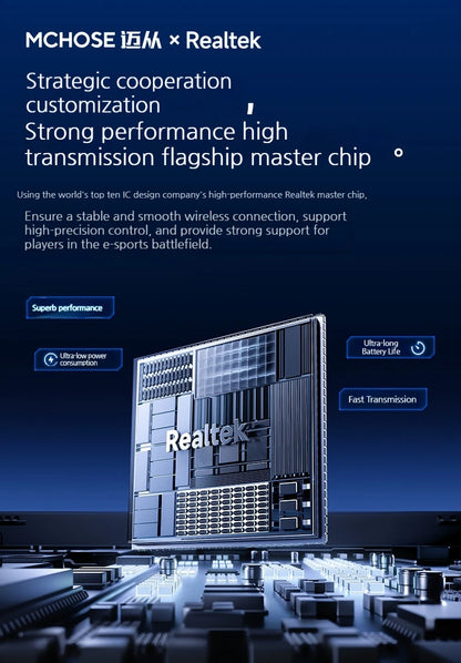 MCHOSE L7 Ultra+ Ratón de mano mediano-grande para gaming y e-sports Paw3950, inalámbrico de tres modos, ligero, de oficina, con doble accionamiento para ordenador