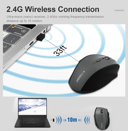 E-YOOSO E-1010 Mouse Wireless USB 2.4G da Gaming e Ufficio, Mouse Ottico 2400 DPI Ergonomico per Laptop, PC e Computer