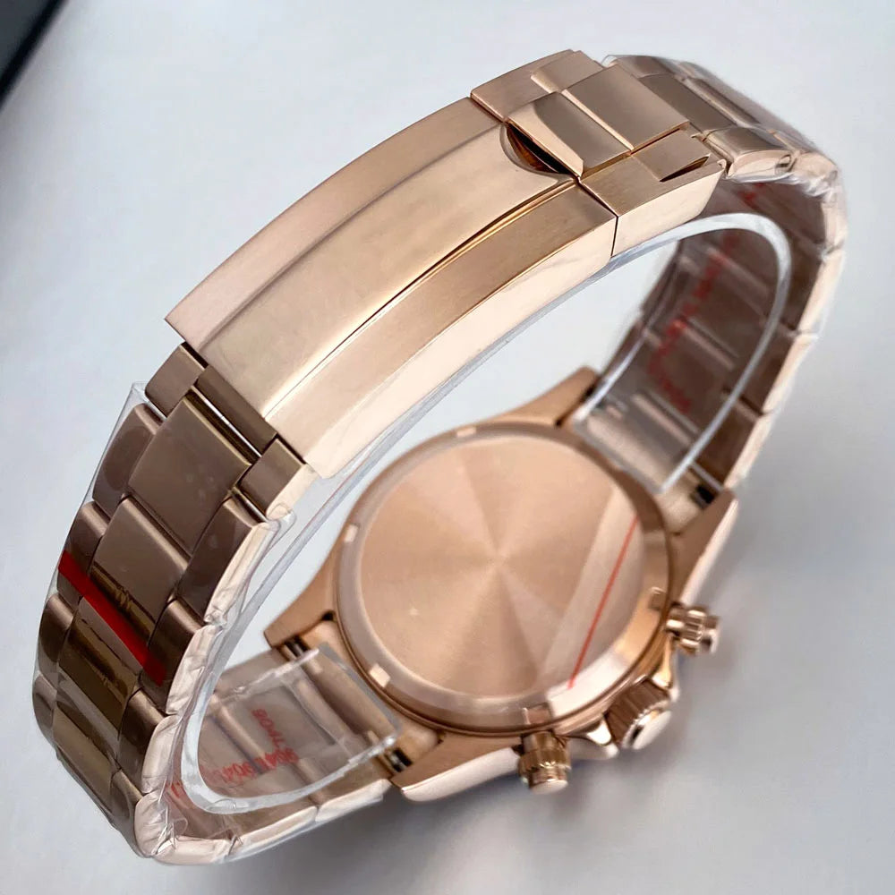 Orologio da uomo Luxury VK63 con movimento al quarzo, cronografo business 39mm in acciaio/oro rosa, datario e quadrante luminoso