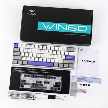 Teclado mecánico con cable AULA WIN60 HE/WIN60 HE MAX 60% con estructura tray-mount hot-swap e interruptores magnéticos Hall Effect