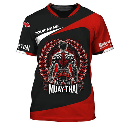 Fajna nowa koszulka z nadrukiem graficznym Muay Thai dla mężczyzn – nadruk 3D z motywem tygrysa i smoka, spersonalizowana z imieniem, letnia koszulka na siłownię i do fitnessu