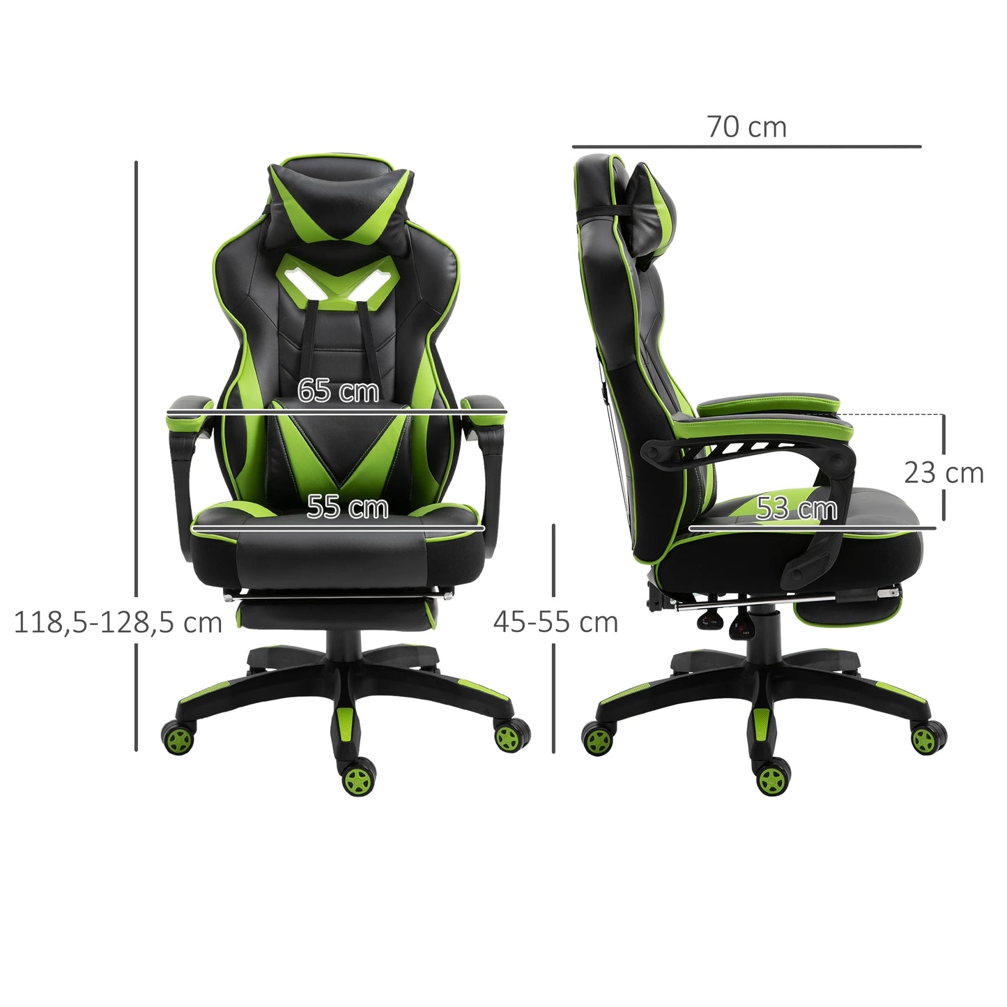 Sedia da gaming ergonomica Vinsetto con schienale reclinabile 65X70X118.5-126.5Cm