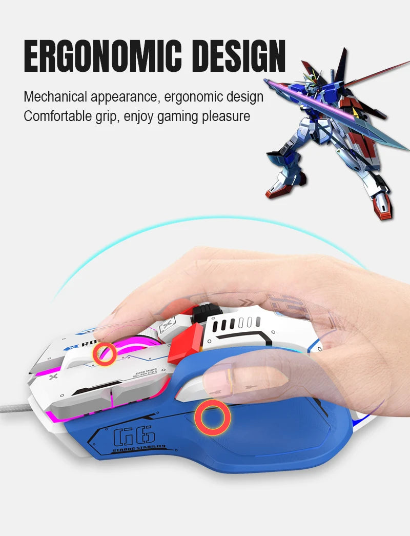 Mouse gaming cablato programmabile di fascia alta 12800dpi 12 tasti RGB per Windows IOS Home Office Laptop PC