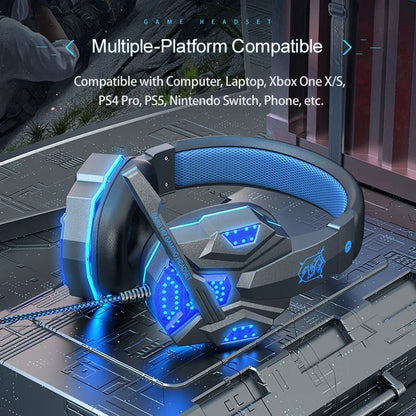 Cuffie da gaming RGB HOMEFISH SY830MV con microfono – Cuffie da gaming over-ear cablate per PC, PS5, Xbox e Nintendo Switch, headset eSports leggero con audio surround 3D