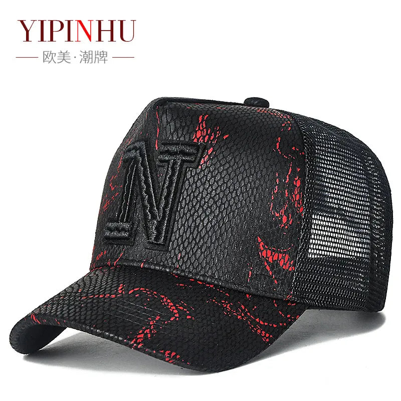 High top hat, mesh men's baseball cap, summer sun protection, breathable outdoor truck cap, men's