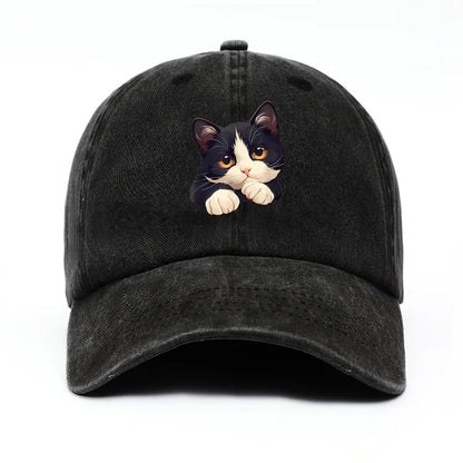 Funny Style Cat Patterned Baseball Cap with Adjustable Outdoor Casual Hat Suitable for Both Men and Women Cat Enthusiasts