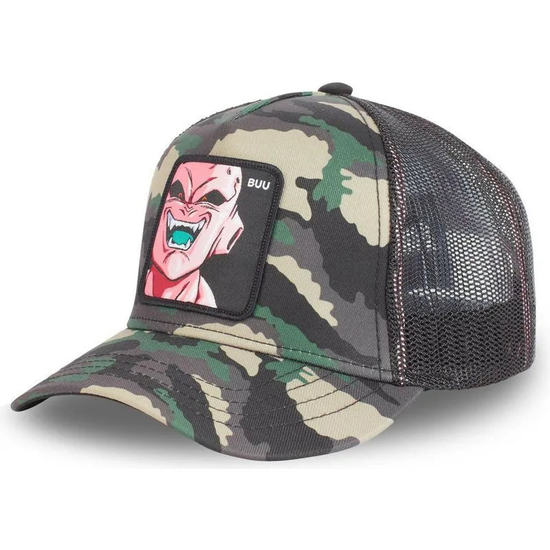 Dragon Ball Buu Goku-kasket – sommerrejse-kasket med skygge til mænd, broderet, hiphop-stil, solskærm, justerbar trucker-meshkasket