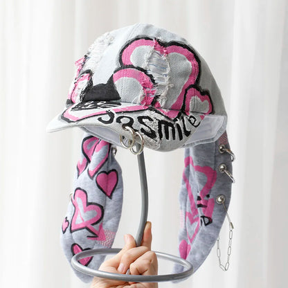 Moda Fete Blugi noi Urechi lungi de iepure Șapcă de baseball în stil cowboy Șapcă cu graffiti Hip Hop pentru femei și bărbați Șapcă de baseball pentru petreceri și echipe