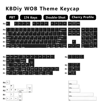 KBDiy 174 teclas/set teclas PBT GMK Apollo Double Shot minimalistas perfil ISO Cherry para teclado mecánico gaming, compatibles con MX