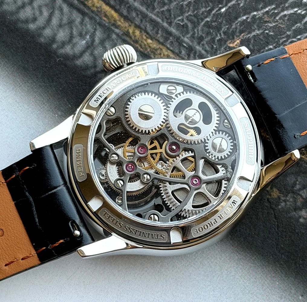 Merkur 100% Skeleton Tourbillon Watch Men's Sapphire Watch For Men Mechanical Carving Wristwatches Black Relogio Masculino 42mm
