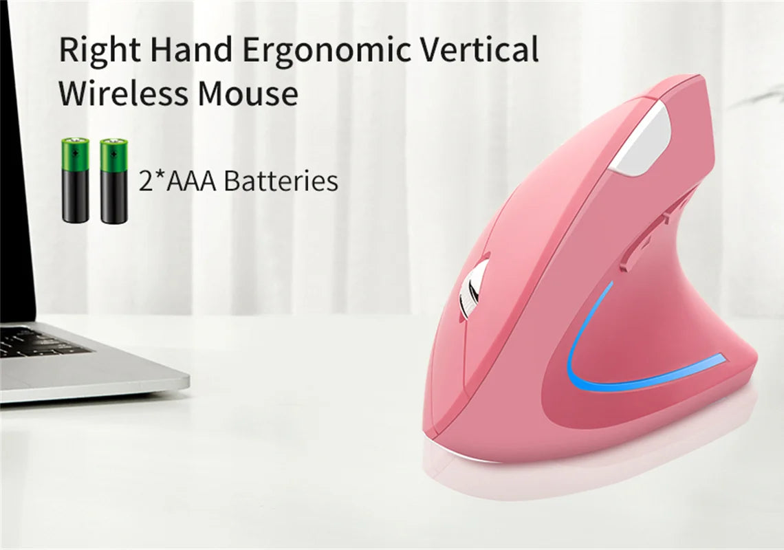 Nuevo ratón vertical inalámbrico 2.4GHz con DPI ajustable, óptico, ergonómico para la muñeca, con retroiluminación gaming, para portátil, tablet, Mac e iPad