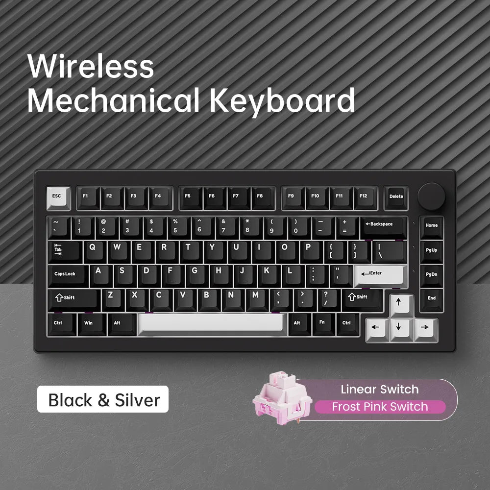 Teclado Akko 5075 V3 75% ANSI-US con rueda de volumen, hot-swappable, RGB, USB Type-C/2.4g y BT5.0, trimodo, teclado mecánico gaming personalizado