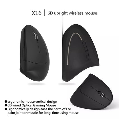 Ratón inalámbrico 2.4G vertical gaming ergonómico 1600DPI para PC, portátil y oficina, mini ratón gaming