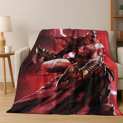 3A Classics God of War Kratos Game Gamer Flannel Blanket,Warm and Cozy Soft Throw Blanket for Home Bedroom Bed Sofa Kid Gift