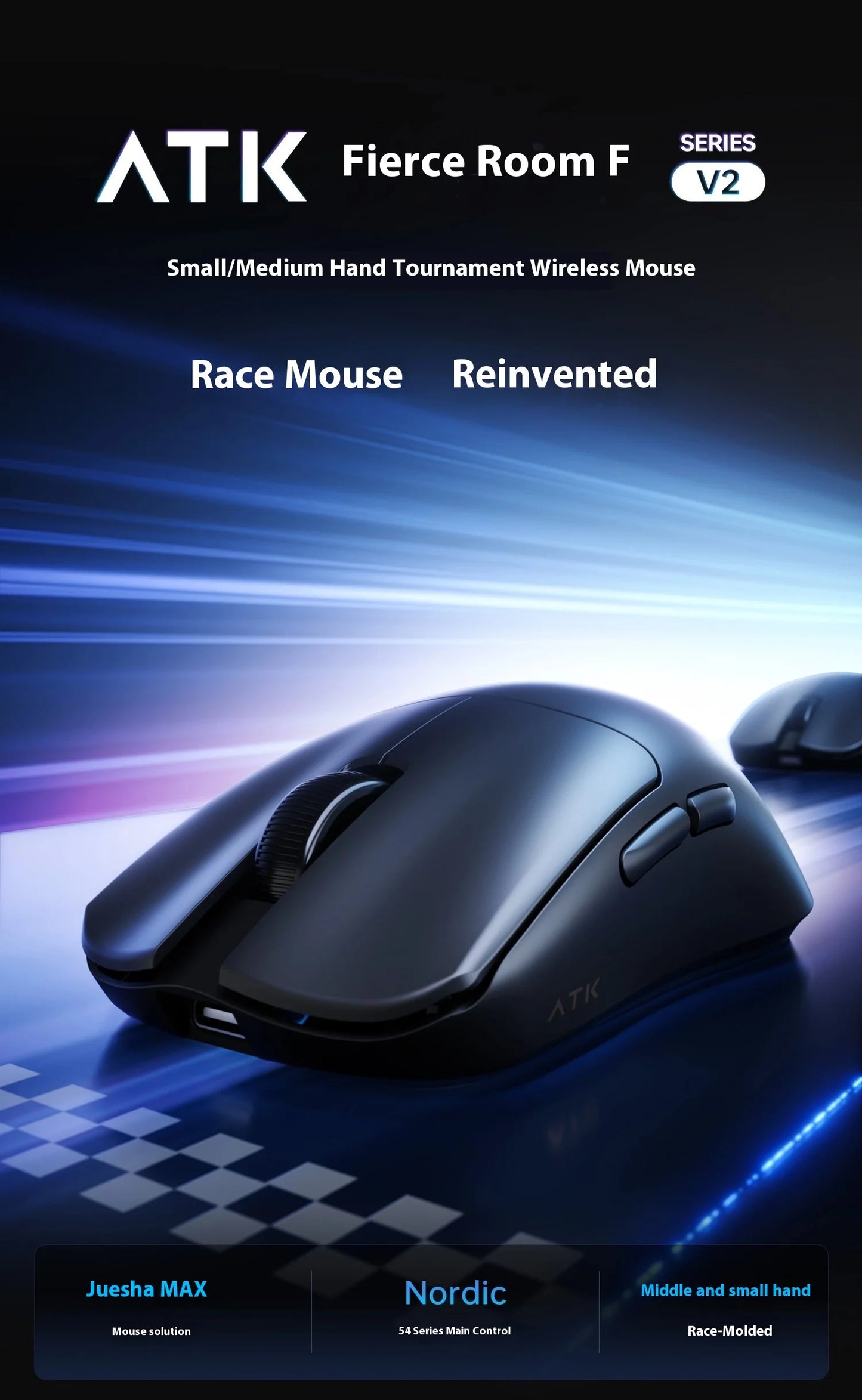 Ratón gaming inalámbrico ATK Blazing Sky F1 V2 Ultra Max de doble modo, ligero, PAW3950Ultra, doble 8K, baja latencia, ergonómico extremo