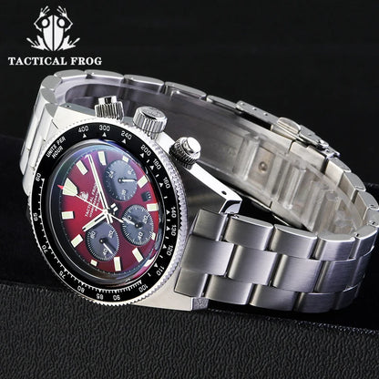 Tactical Frog V2 Solar Chronograph Men's Watch Sapphire Crystal Mirror Ceramic Bezel VS75A Eco-Drive Quartz 20Bar Waterproof Watch