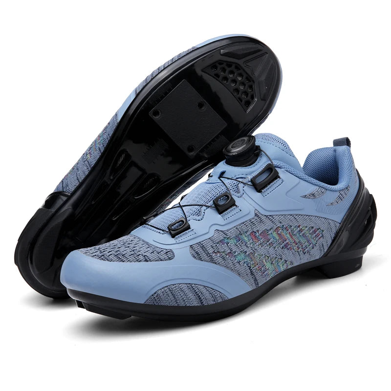 Zapatillas de ciclismo MTB para hombre y mujer T03 moradas, transpirables, de velocidad, con autocierre, para ciclismo de carretera, deporte al aire libre, competición y entrenamiento
