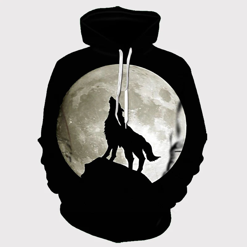 Felpe con cappuccio oversize 3D Animal Wolf da uomo e donna, moda casual, pullover hip hop Harajuku streetwear