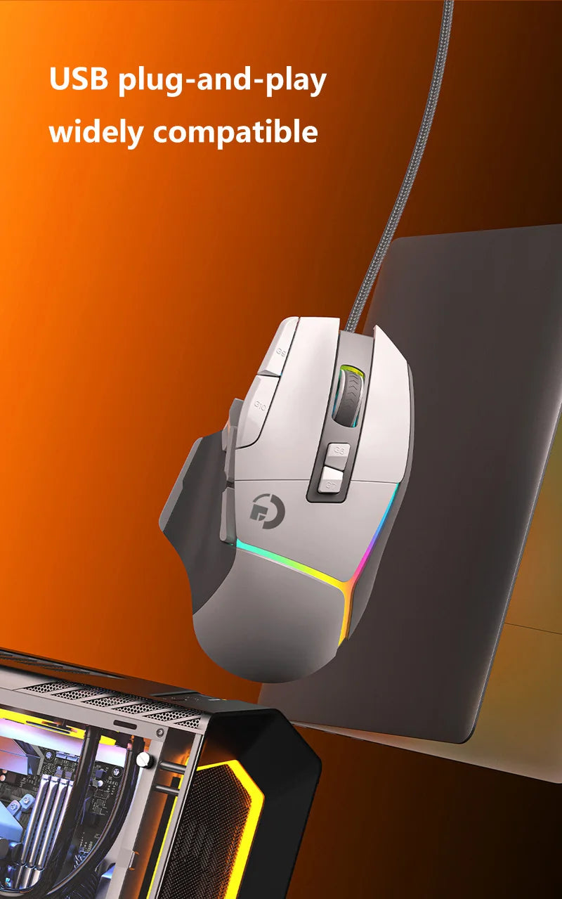 Mouse de gaming wireless ergonomic, reîncărcabil prin USB, Bluetooth, cu senzor optic, programabil, cu conexiune prin cablu, pentru Windows