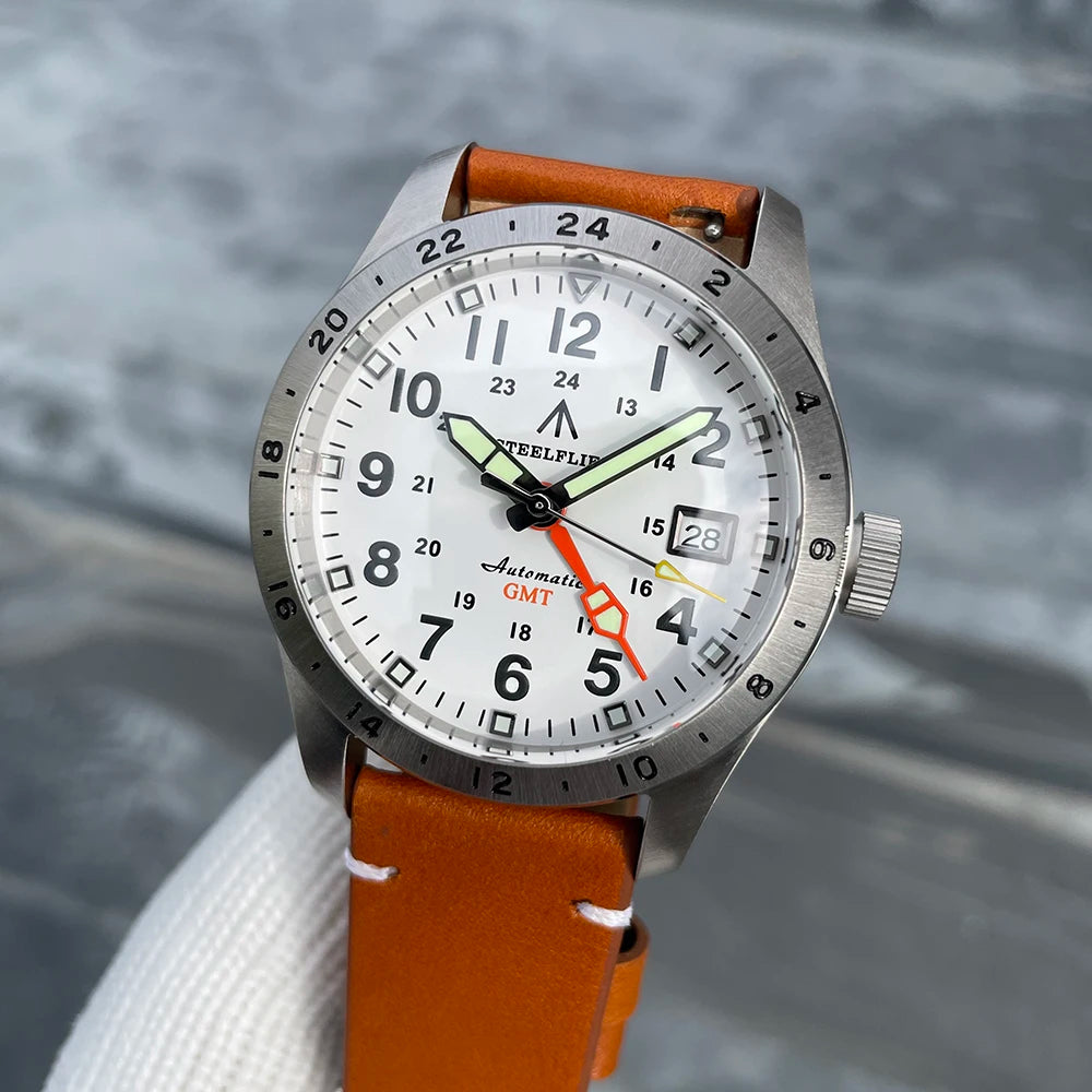 Relógio de pulso mecânico STEELFLIER Official SF792 GMT, movimento NH34, luminescência Super BGW9 C3, resistente à água até 200M, relógio de mergulho de luxo para homem
