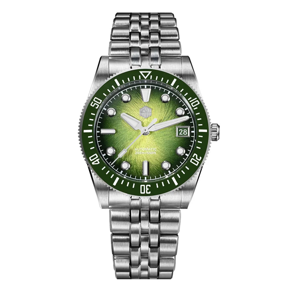 San Martin 37.5mm 40mm Enamel Spiral Vortex Dial Men Luxury Diver Watch Miyota 9015 Automatic Mechanical Waterproof 200m SN0148