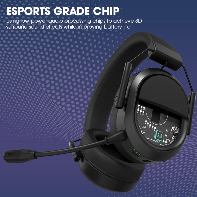 Cuffie da gaming wireless LDON per PS5 PS4, Bluetooth 2.4GHz, audio surround 3D, microfono con cancellazione del rumore, bassa latenza