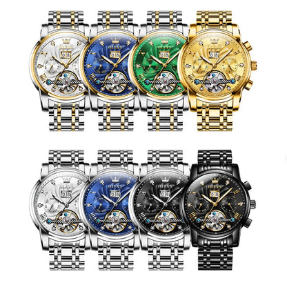 OLEVS 9910 Mens Watch Original Luxury Tourbillon Automatic Mechanical Watche Waterproof Luminous  Day-Date Watch With Box Reloj