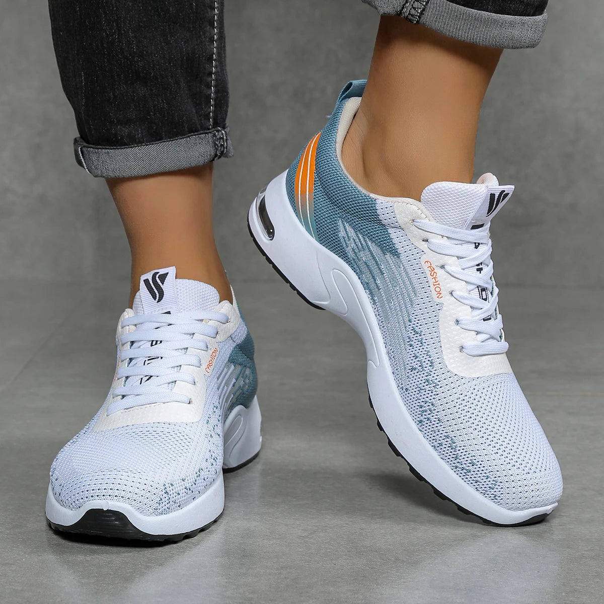 Scarpe da uomo, scarpe casual da uomo, mesh traspirante, ammortizzate ad aria, suola morbida, scarpe sportive alla moda color block