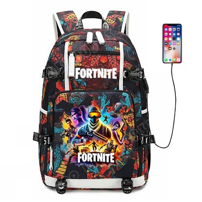 Zaino scolastico Fortnite con stampa gaming per ragazzi e ragazze, grande capacità, impermeabile, leggero e resistente, regalo di compleanno