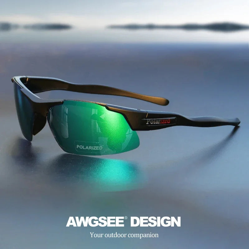 Gafas deportivas polarizadas semirremadas para hombre: montura mate resistente y lentes con revestimiento HD para golf, pesca, viajes y uso diario