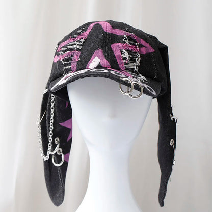 Moda Fete Blugi noi Urechi lungi de iepure Șapcă de baseball în stil cowboy Șapcă cu graffiti Hip Hop pentru femei și bărbați Șapcă de baseball pentru petreceri și echipe