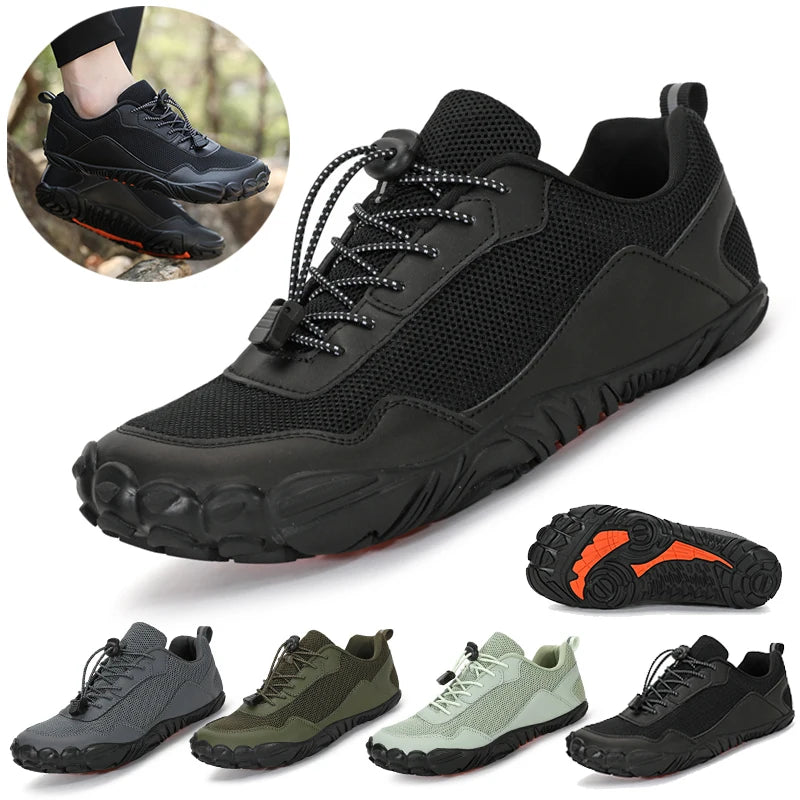 Zapatillas de senderismo para hombre, sin cordones, transpirables, para deportes al aire libre, escalada, trekking y running; antideslizantes, cómodas, calzado informal de jogging para hombre